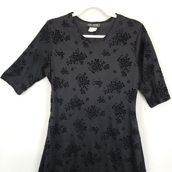 Eve Adams Whimsigoth Floral Velvet Burnout Black Long Dress M / 10 Fairy Grunge - Picture 13 of 15